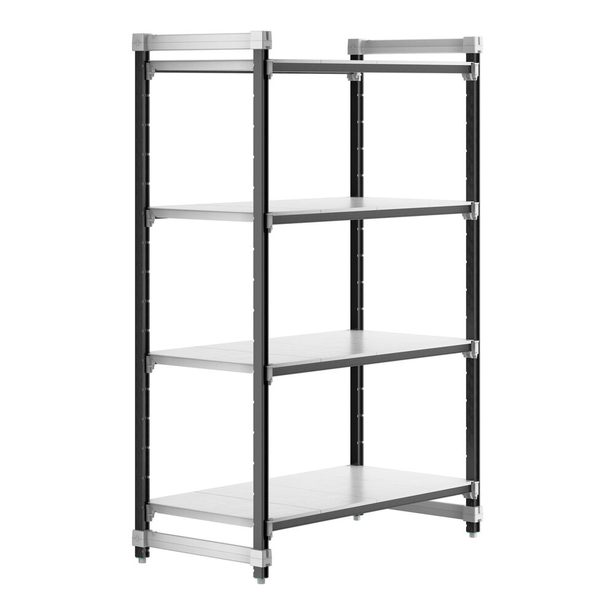 Cambro EXU244872S4480 Camshelving Elements XTRA 4-shelf solid starter unit in speckled gray, product view on white background