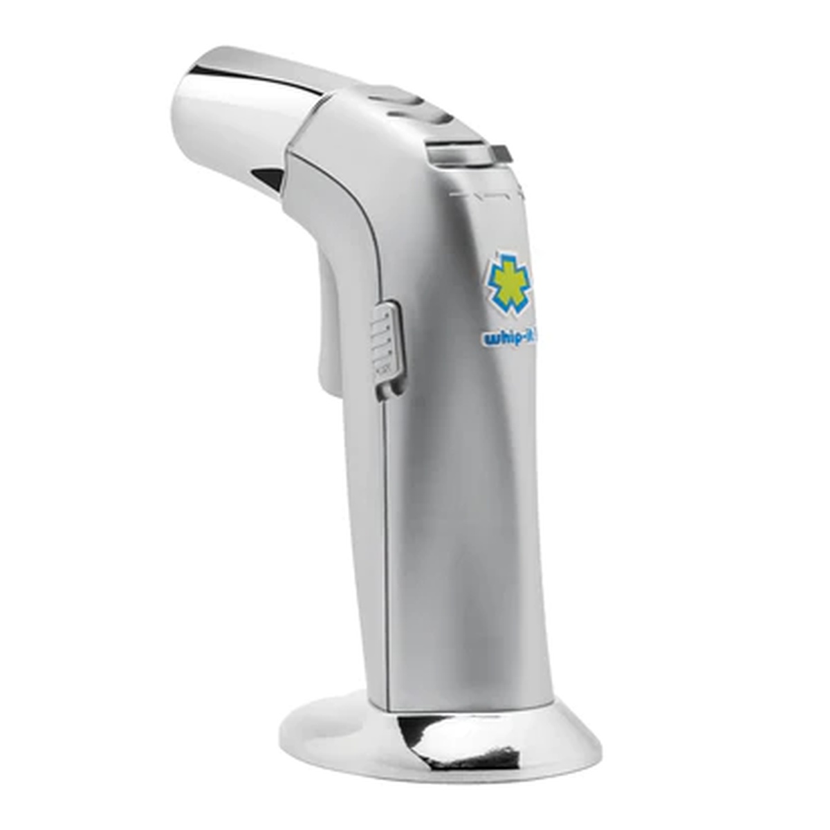 Whip-It! Edge Torch silver handheld kitchen torch with stand and push-button ignition