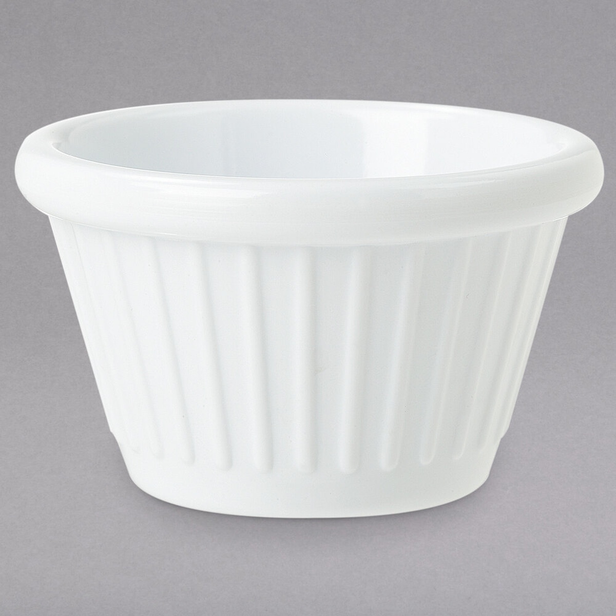 G.E.T. Enterprises F-615-W white fluted melamine ramekin, 1.5 oz.