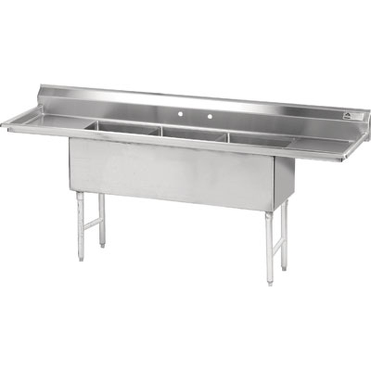 Advance Tabco FC-3-1818-18RL-X three-compartment stainless steel commercial sink with two drainboards