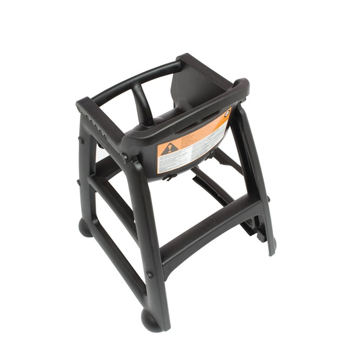 Rubbermaid Sturdy Chair high chair shown from angled overhead view, displaying seat harness and base structure