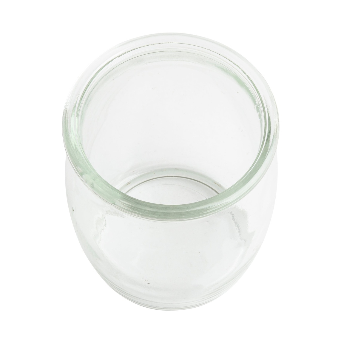 Tablecraft FLGLASS4 vintage glass top-down view showing open rim and curved interior walls