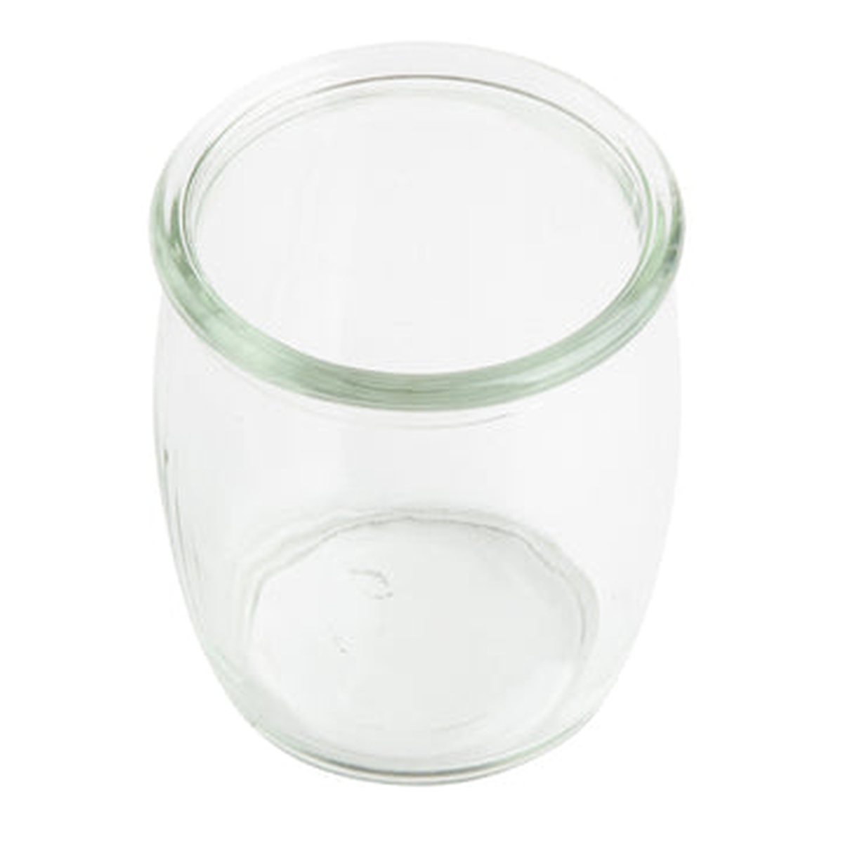 Tablecraft FLGLASS4 vintage glass viewed from a slanted top angle showing open rim and interior