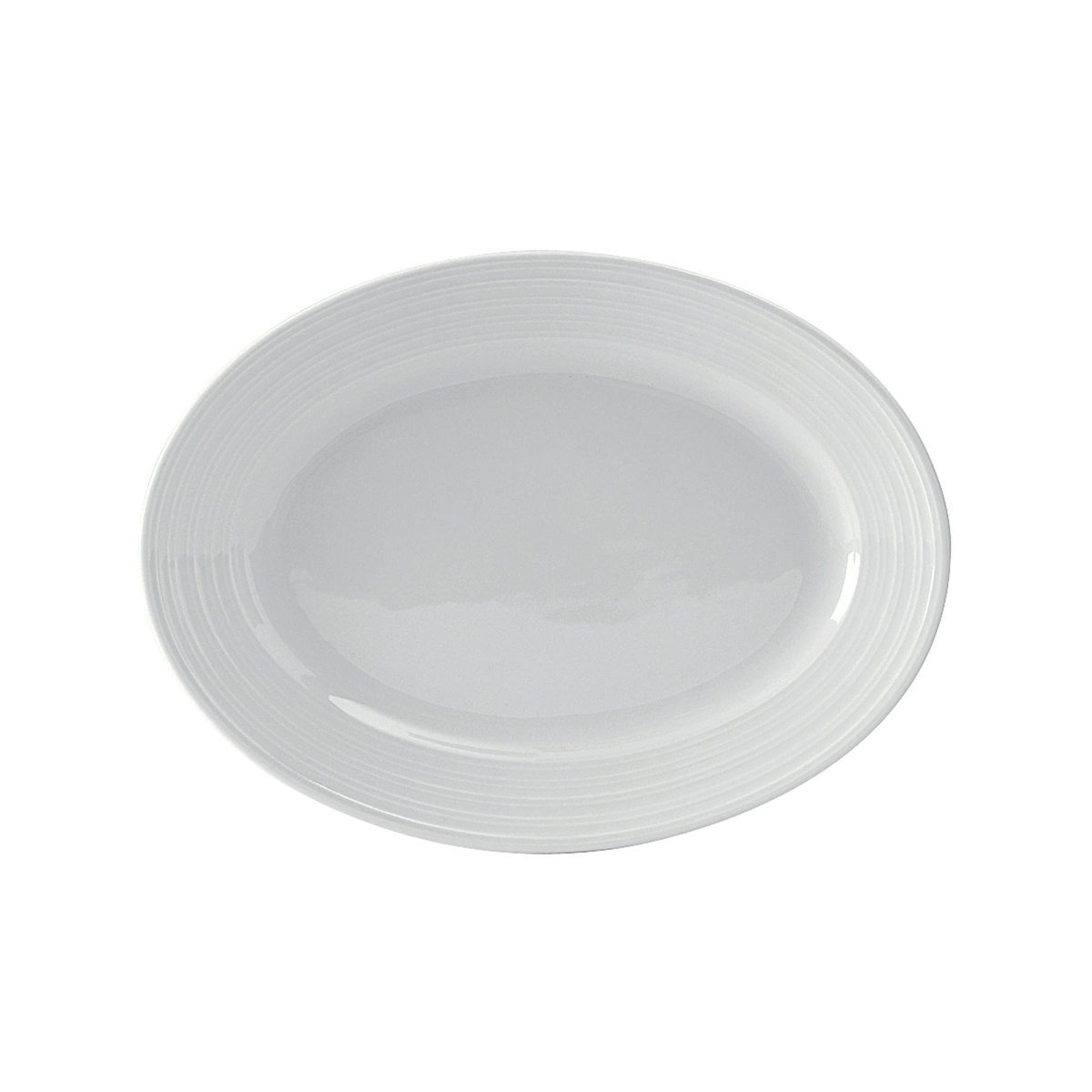 Tuxton FPH-125 Pacifica bright white oval china platter with embossed rim detail