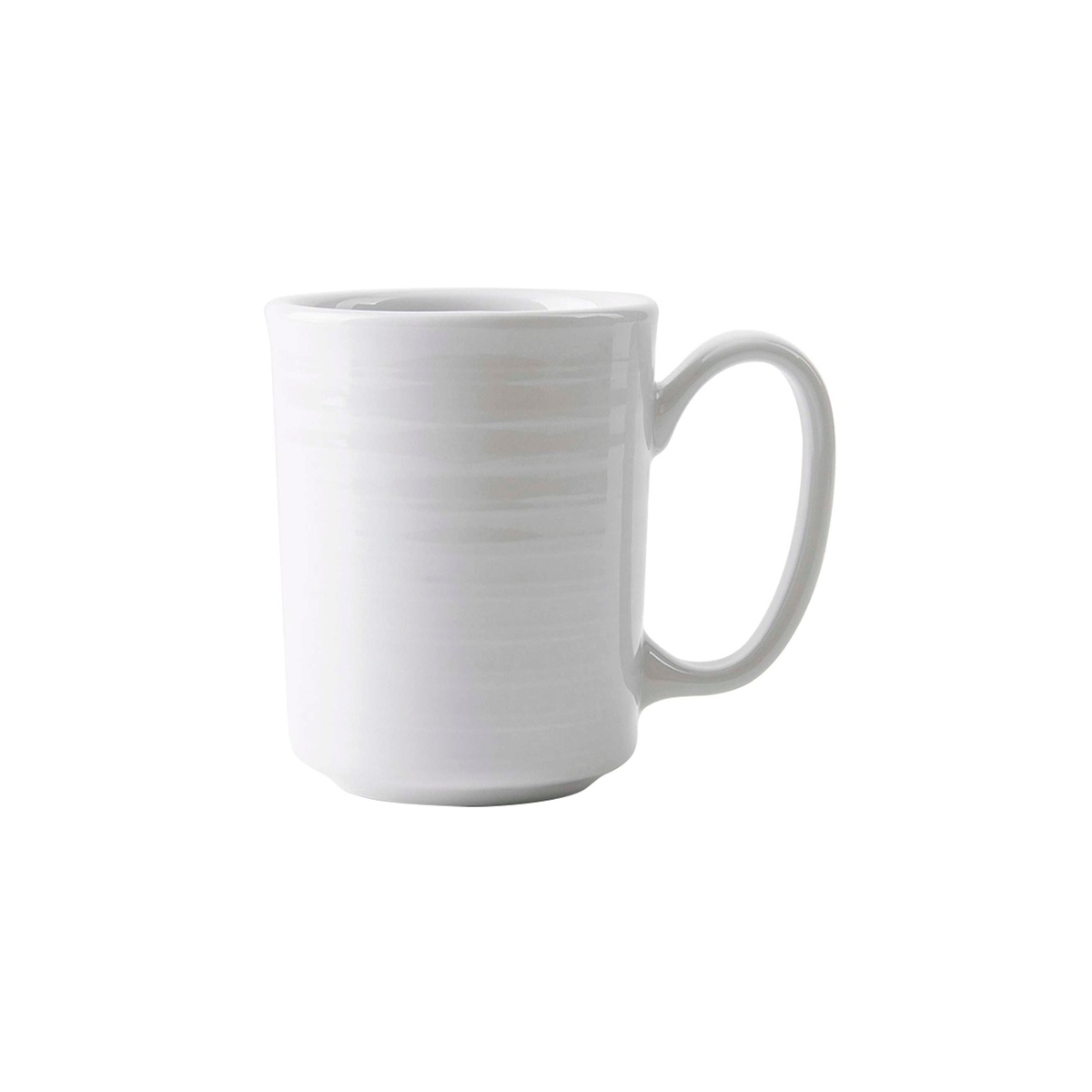 Tuxton Pacifica FPM-080 8 oz. bright white embossed china mug with large handle