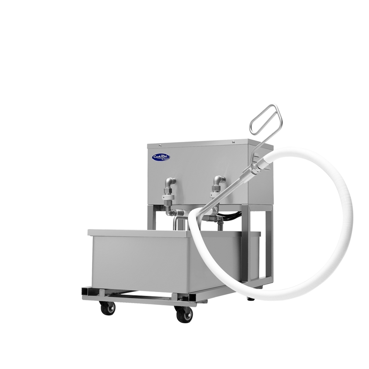 Side view of Atosa FPOF-50 showing flexible return hose and metal wand