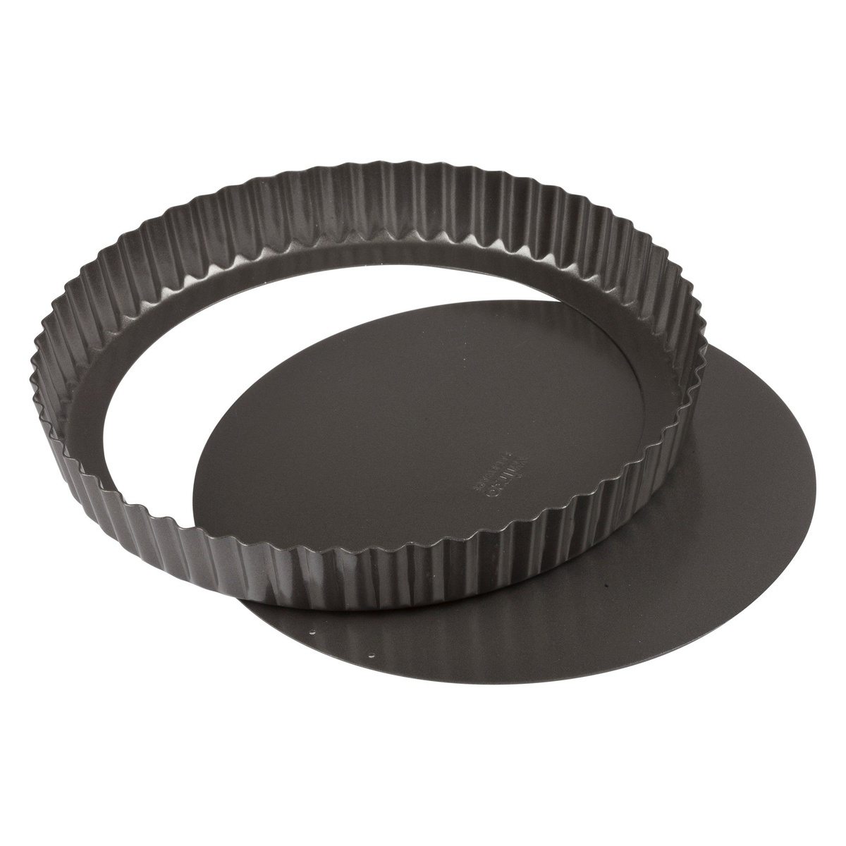 Winco FQP-10 quiche pan with removable bottom disc separated from fluted outer ring