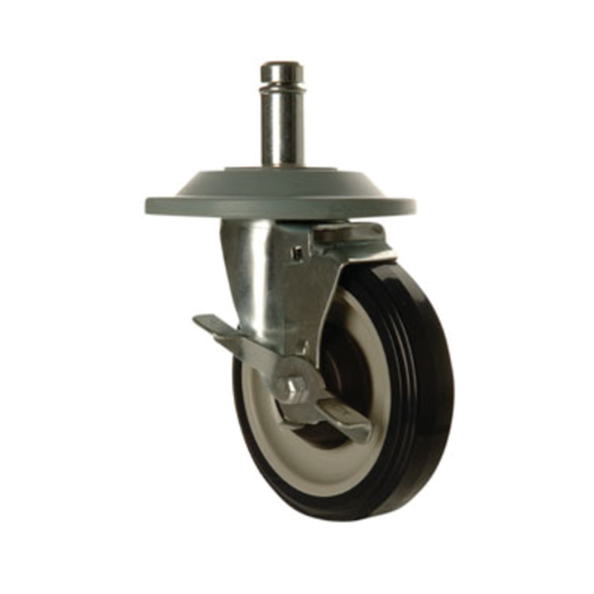 1880 Hospitality FSCAST5 5-inch stem swivel caster with brake and bumper, polyurethane wheel on steel bracket