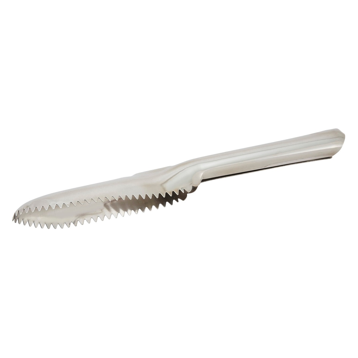 Winco FSP-9 9.5-inch stainless steel fish scaler with serrated scaling edge and integrated handle
