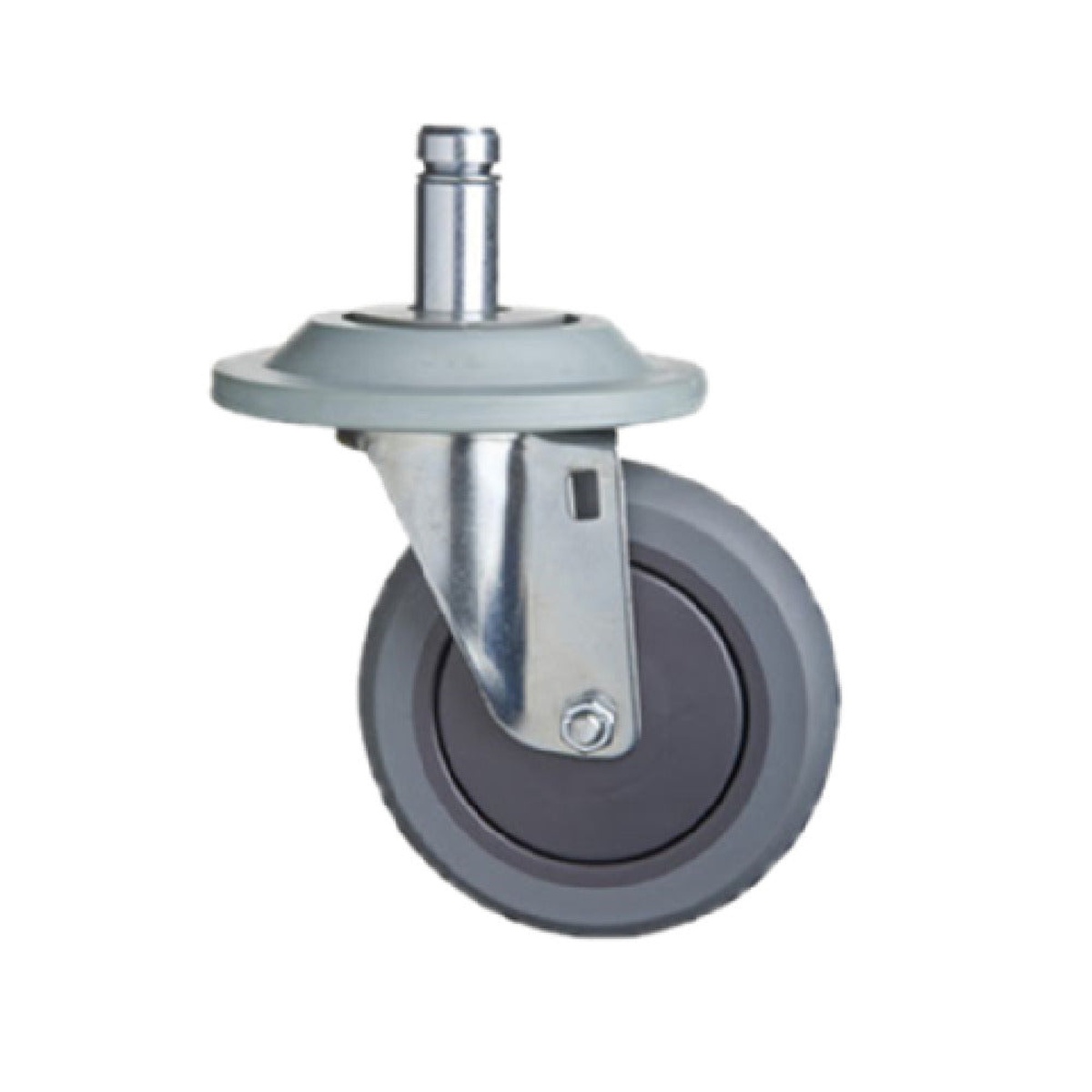 1880 Hospitality FTPRCST5 5-inch swivel stem caster with chrome-plated stem and gray thermoplastic rubber wheel