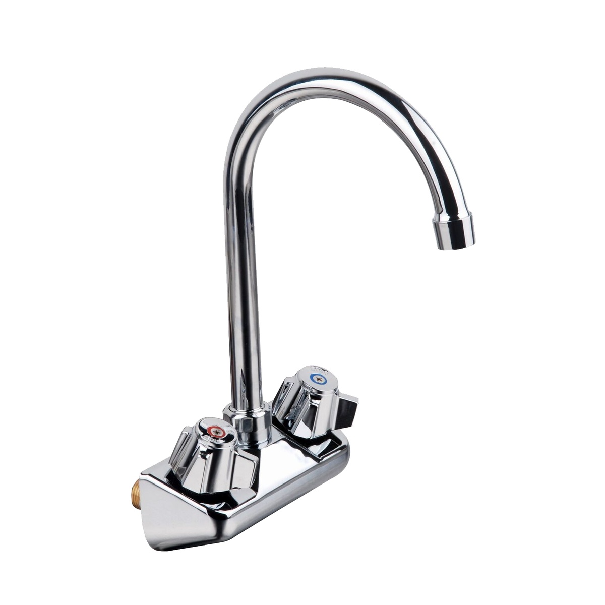 American Chef FW-4-4G chrome wall-mounted gooseneck faucet with dual handles