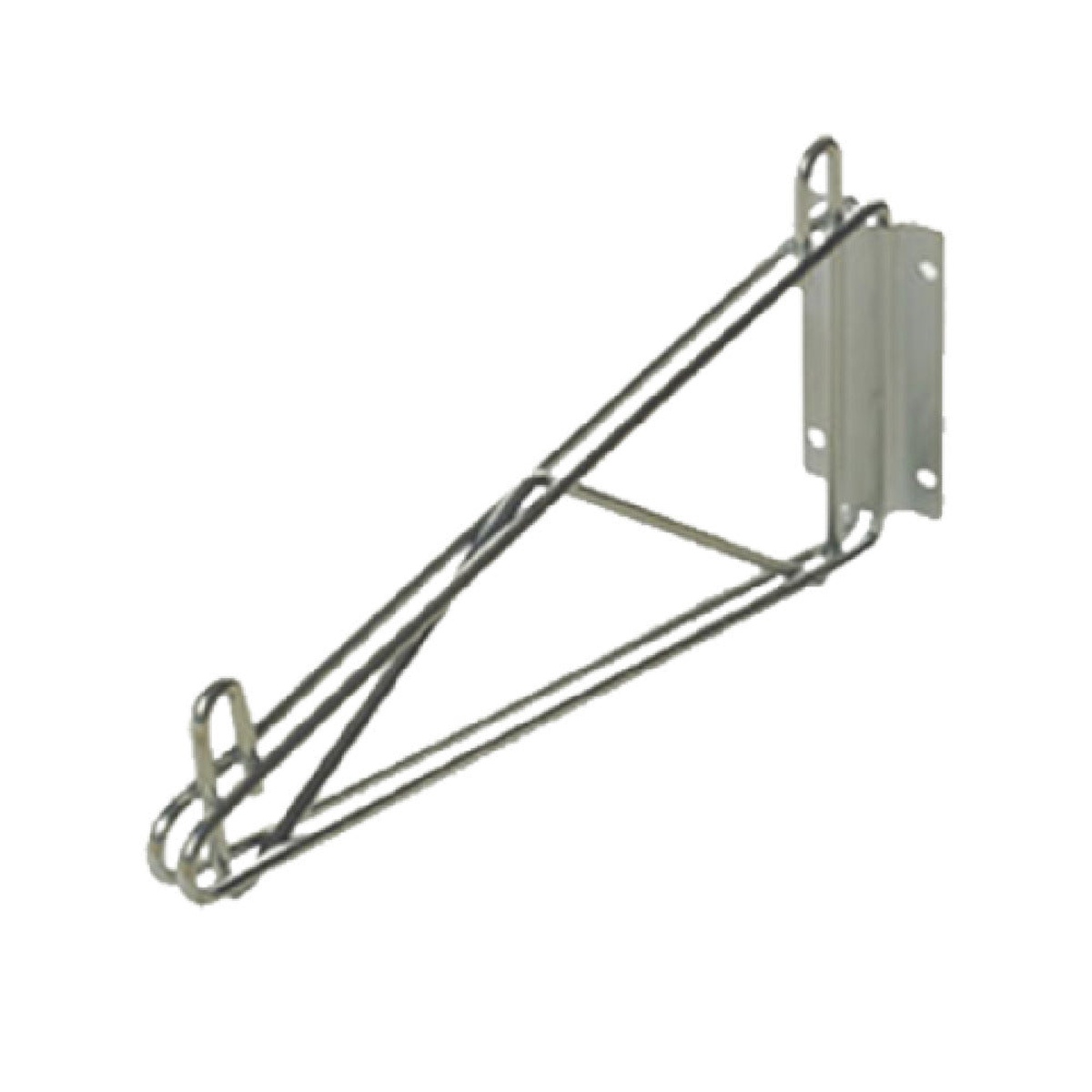 1880 Hospitality FWB24SCH chrome-plated single wall bracket for 24-inch wire shelving, showing welded wire arms and flat wall mounting plate