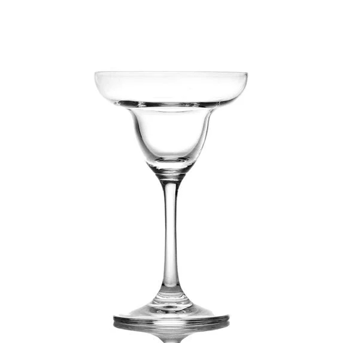Enhanced Crystal Clear 8 oz Margarita Glass with wide rim, curved bowl, and slender stem on white background