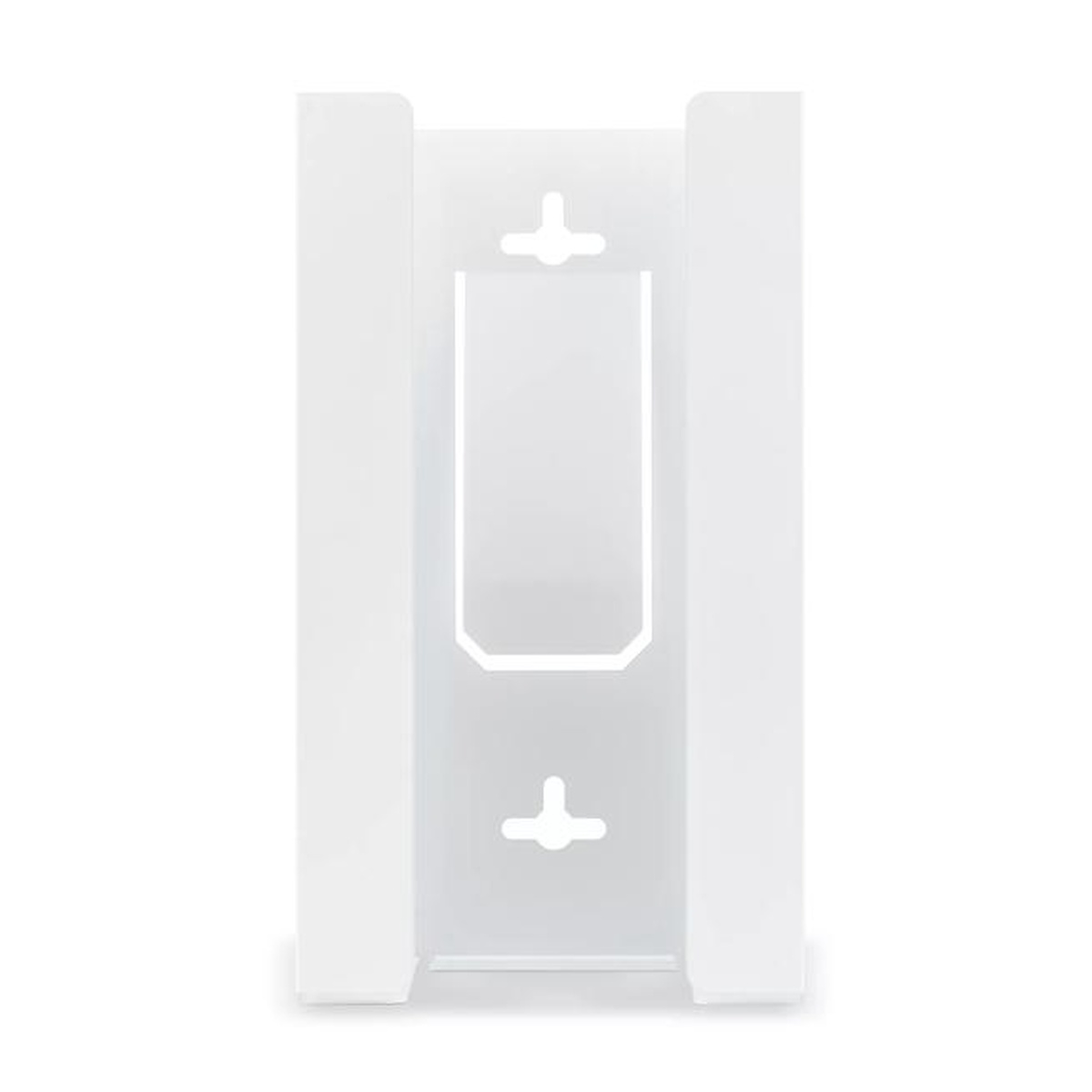 San Jamar G0802 glove dispenser rear view showing two-way keyhole mounting slots