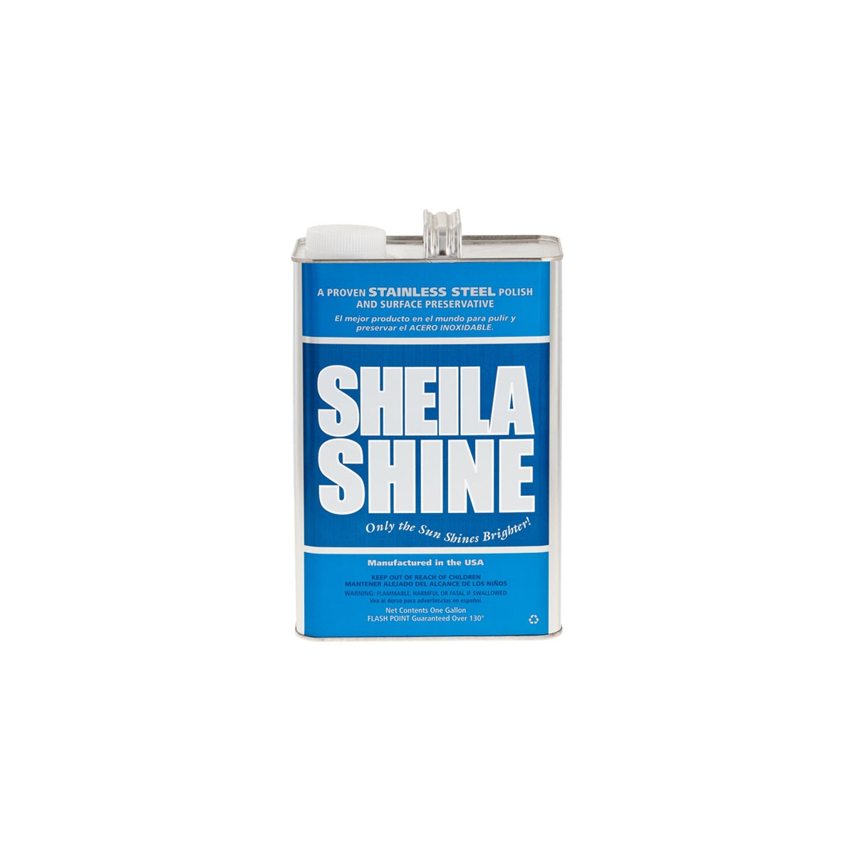 Sheila Shine stainless steel cleaner and polish one-gallon metal can, front view