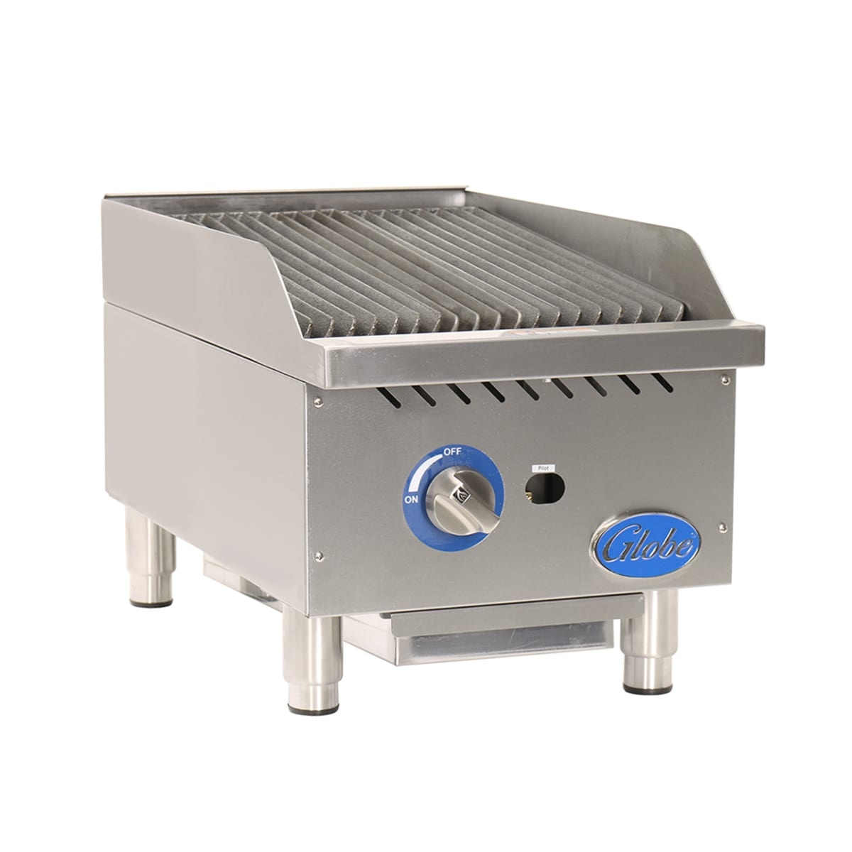 Globe GCB15G-SR 15 inch countertop gas charbroiler with cast iron grate and front control