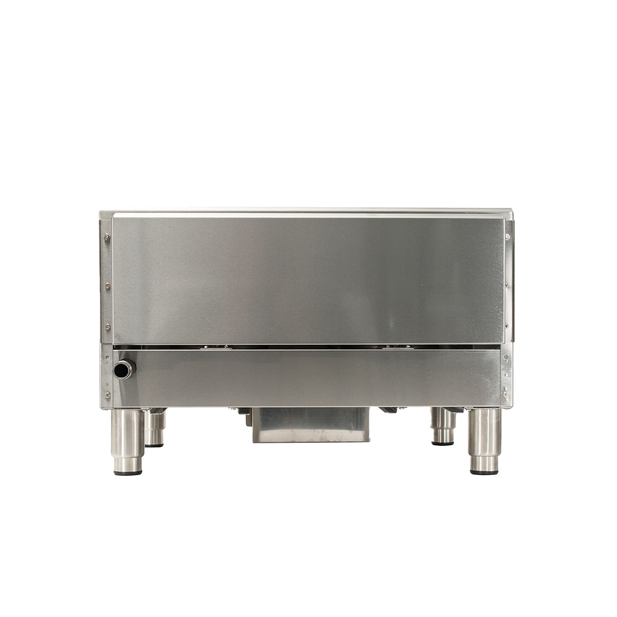 Rear view of Globe GG24G countertop gas griddle showing back panel and legs