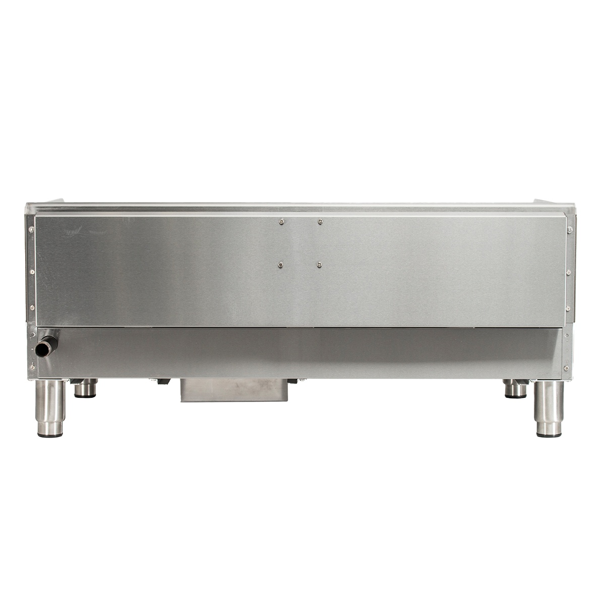 Rear view of Globe GG36TG gas griddle showing back panel and gas connection