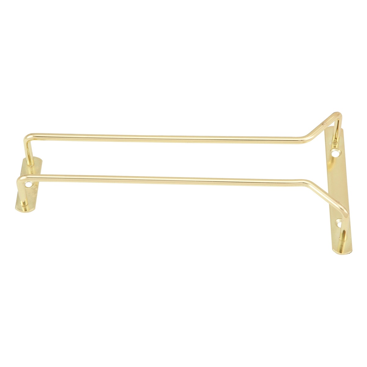 Winco GH-10 10-inch brass-plated wire single channel glass hanger shown on white background