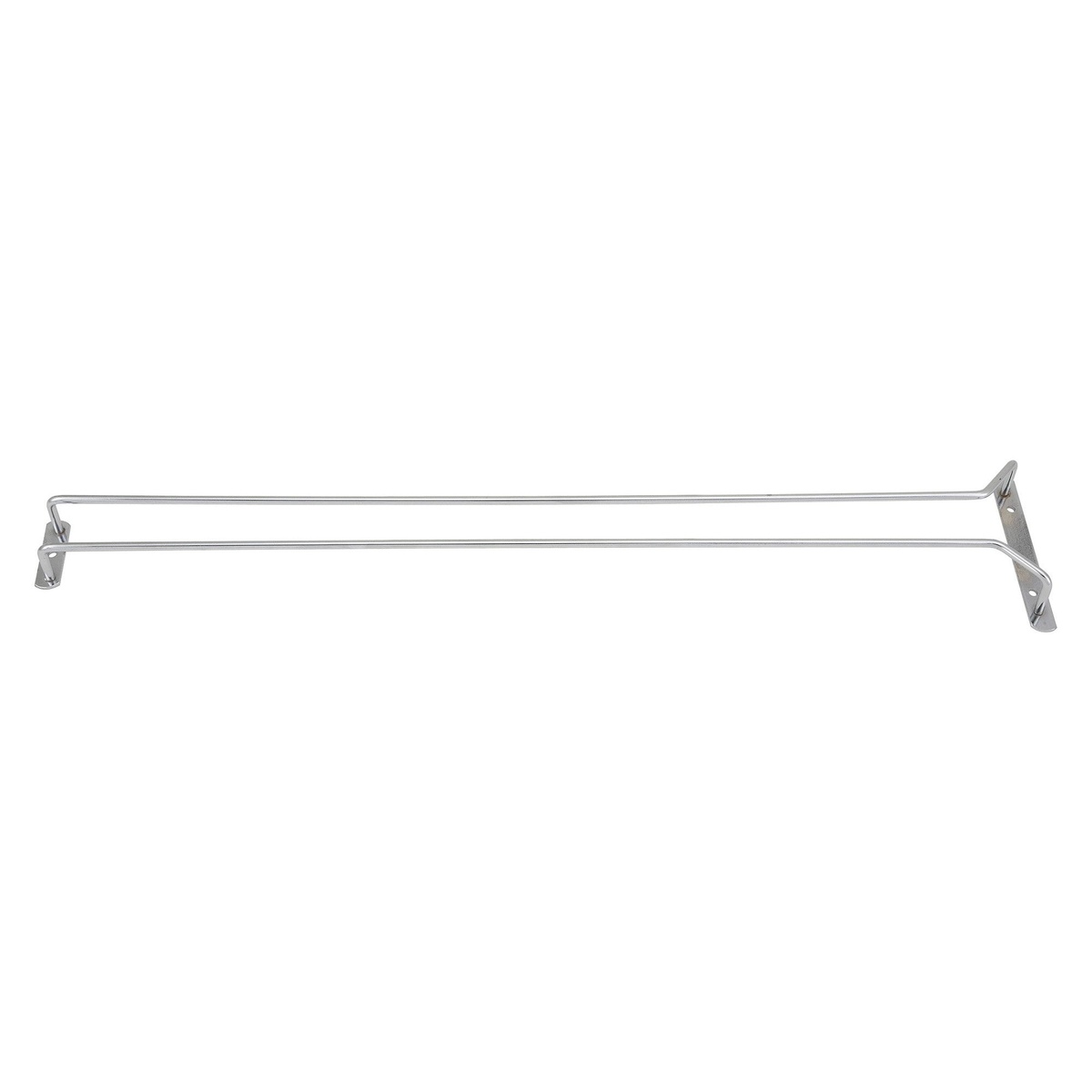 Winco GHC-24 24-inch chrome-plated wire single channel glass hanger on white background