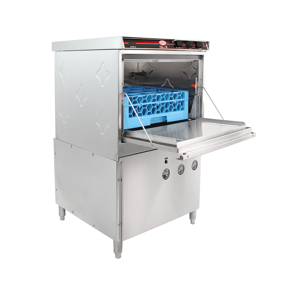 CMA Dishmachines GL-X undercounter glass washer with drop-down door and rack