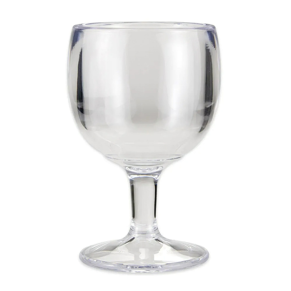 GET GOB-20-1-SAN-CL clear SAN plastic schooner goblet, three-quarter view showing bowl and stem