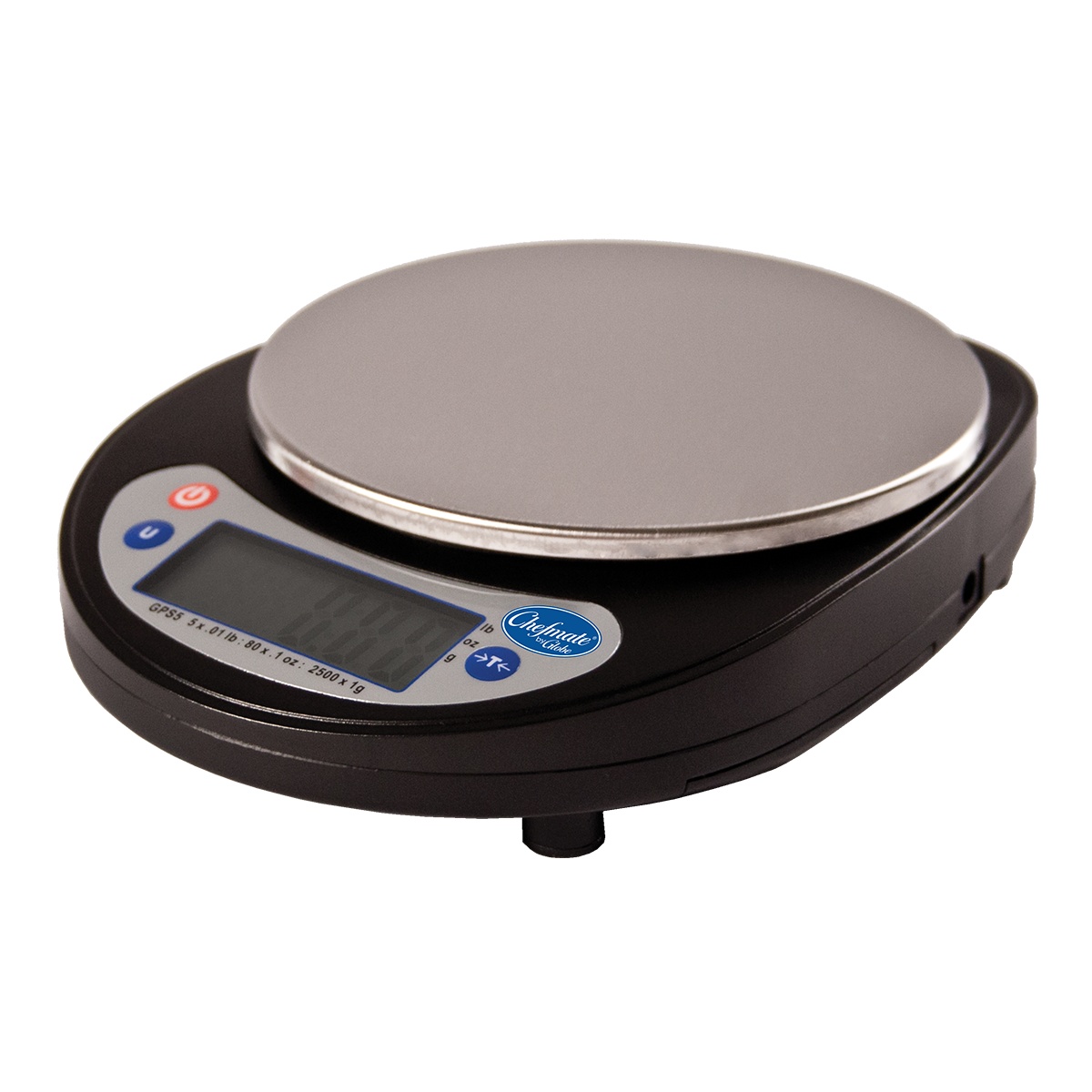 Globe GPS5 portion control scale with removable stainless steel platter and LCD digital display