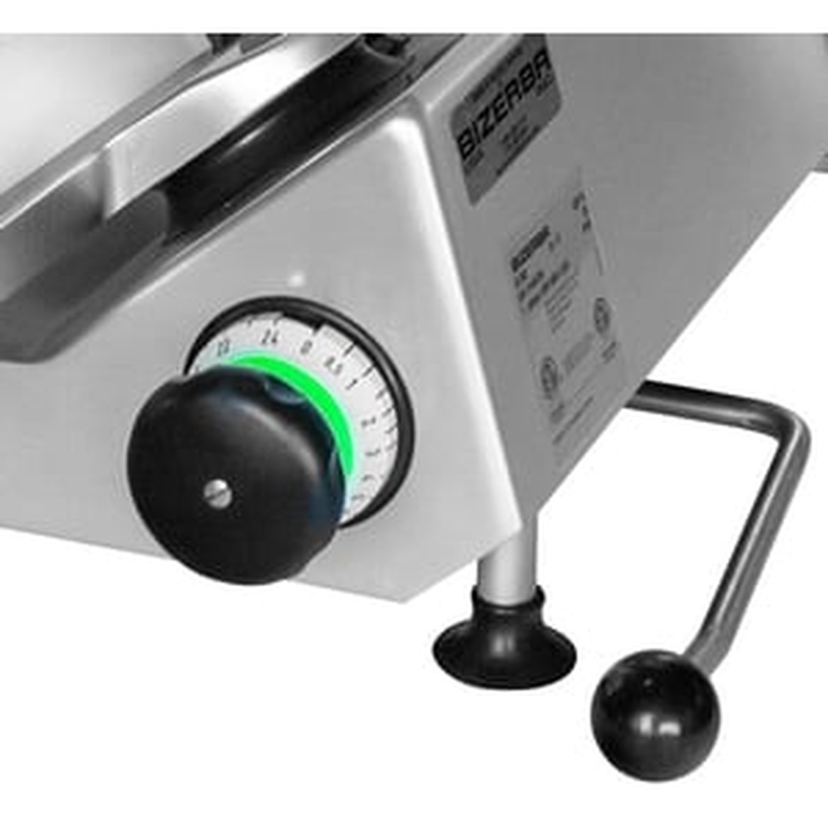 Close-up of slice thickness adjustment dial on Bizerba GSP H I 90