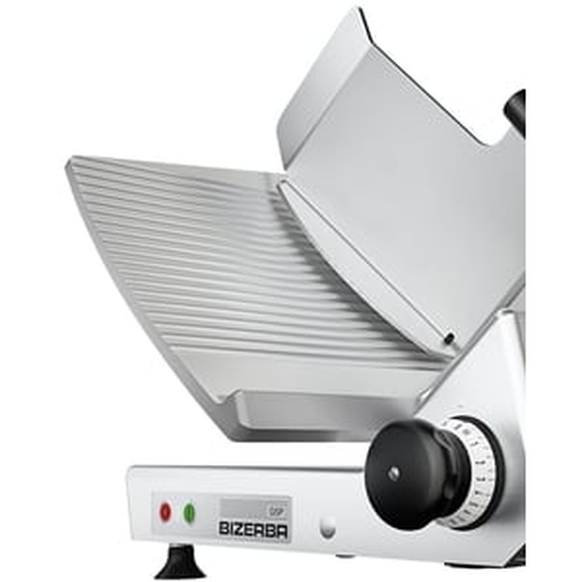 Close-up of Bizerba slicer receiving area and control panel