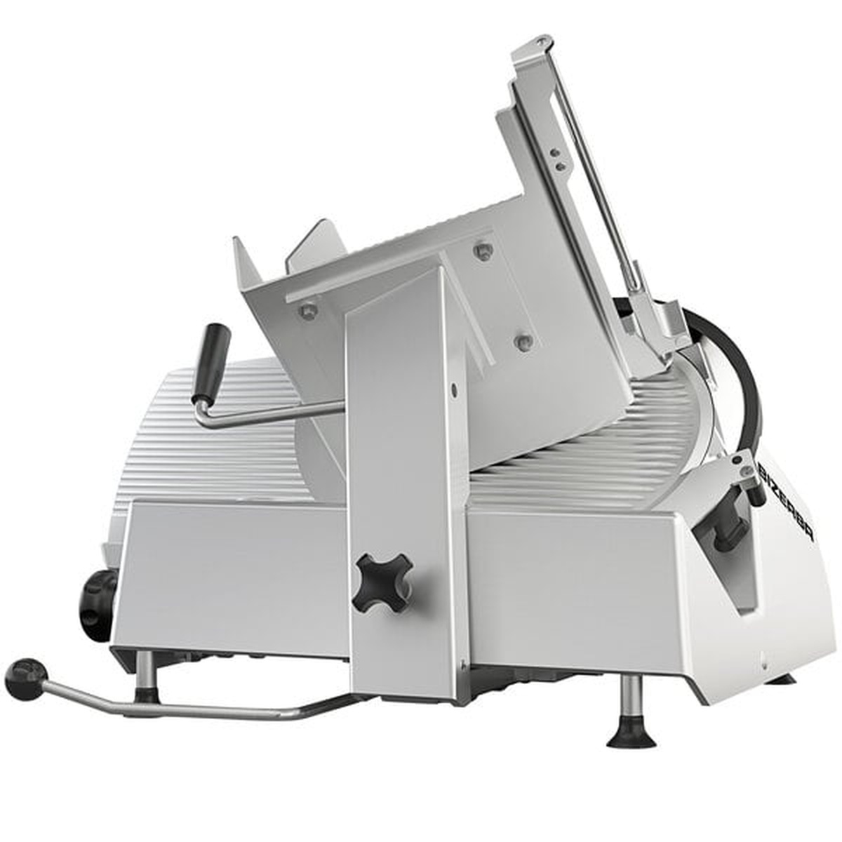 Bizerba GSP V 2-150 slicer side view showing carriage and product table