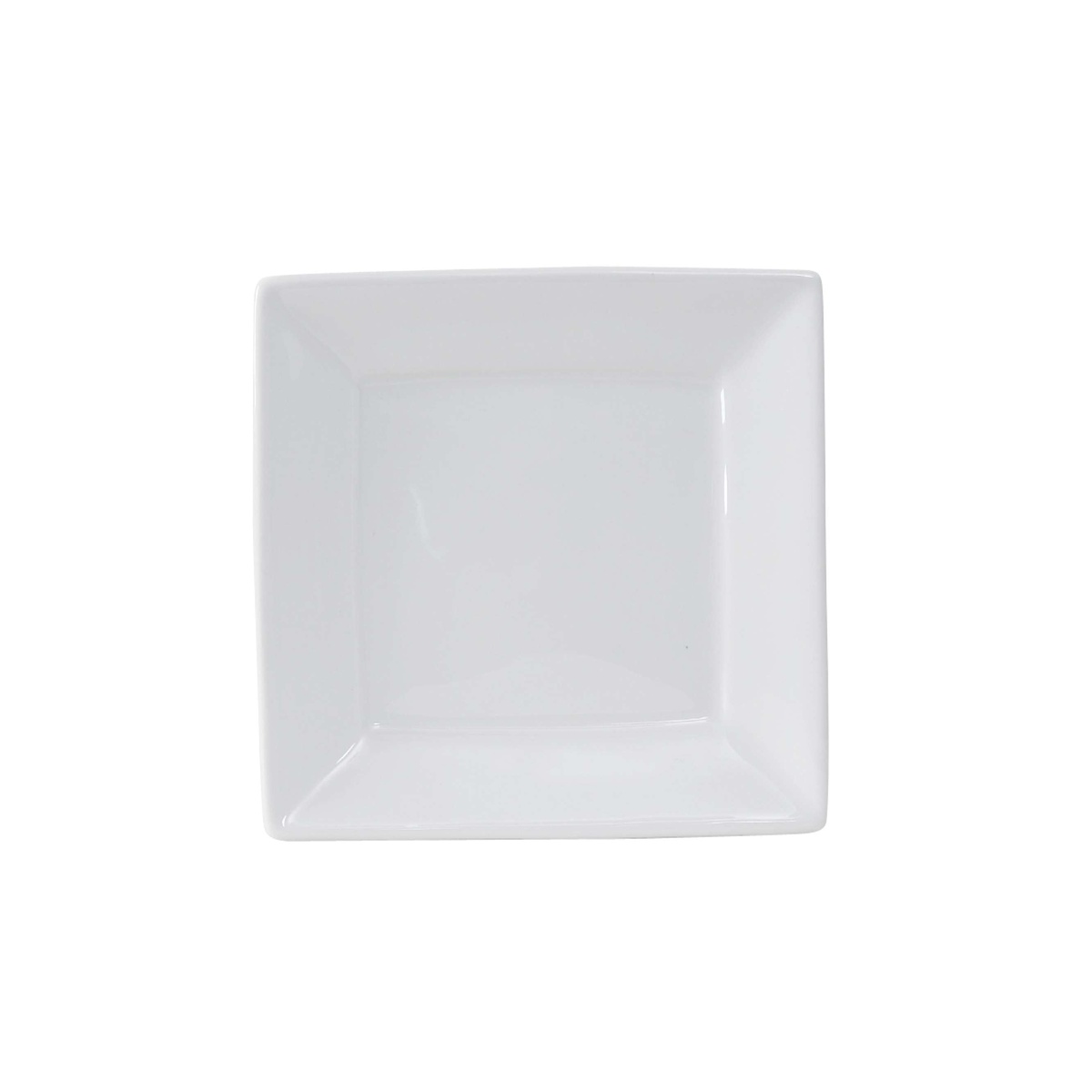 Tuxton Santorini GSP-002 6 inch bright white square china plate, top view on white background