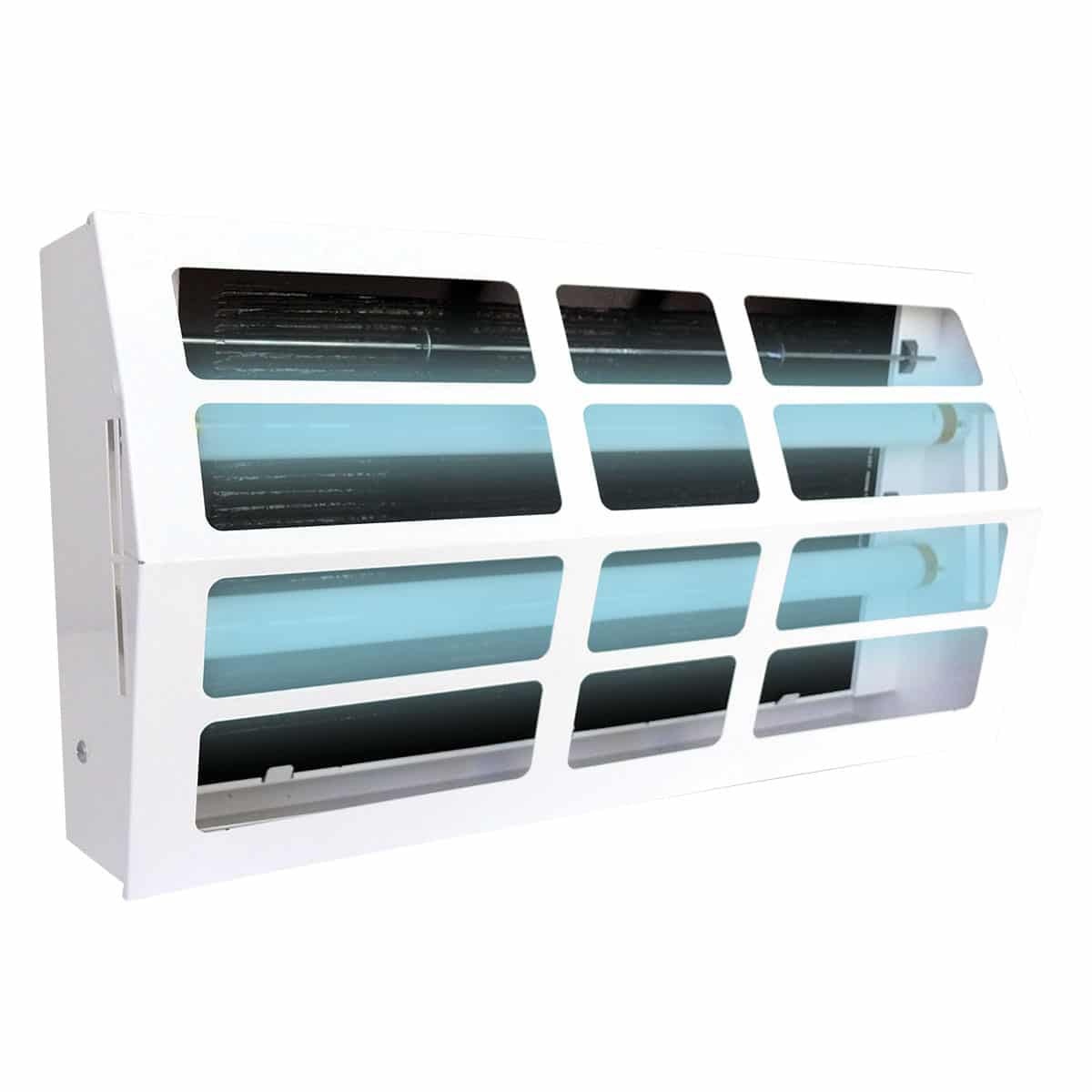 Gardner GT-200S white steel wall-mount insect light trap with UV lamps and glueboard visible through louvered front panel