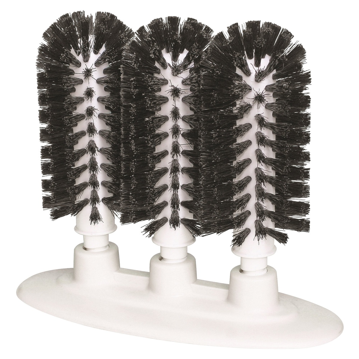 Winco GWM-300 Bar Maid 3-brush manual glass washer with white suction cup base and dark synthetic bristles