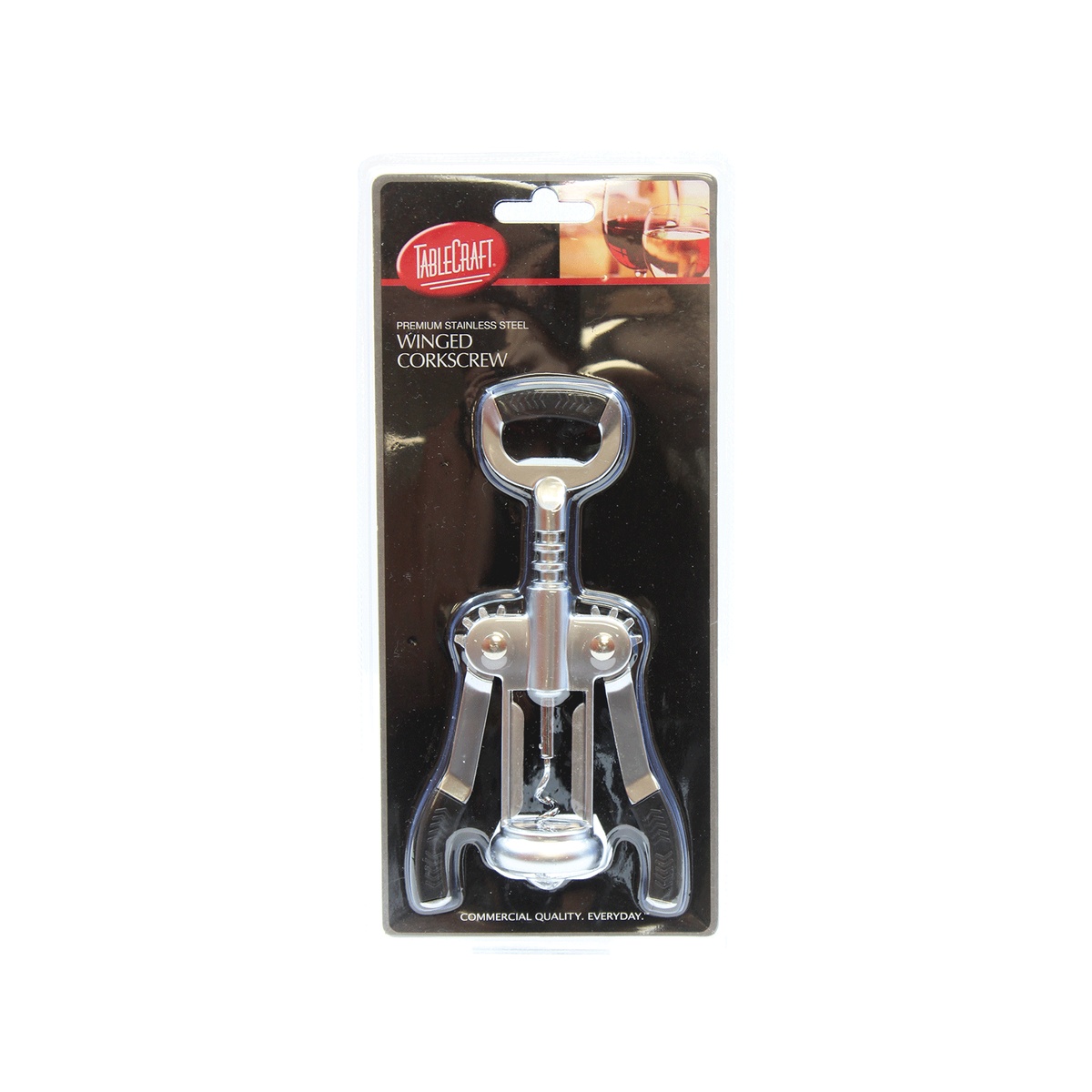 TableCraft H1229 premium winged corkscrew displayed in black retail blister packaging