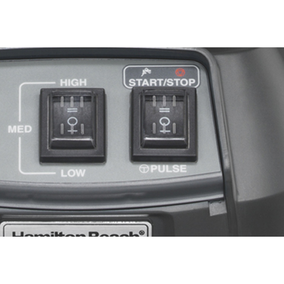 Close-up of Hamilton Beach HBF900S toggle controls with start stop and pulse