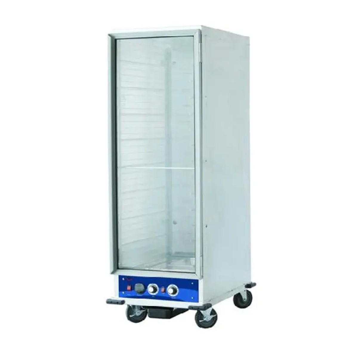 HC1836HPI full-size mobile insulated heater proofer cabinet with clear glass door and four casters