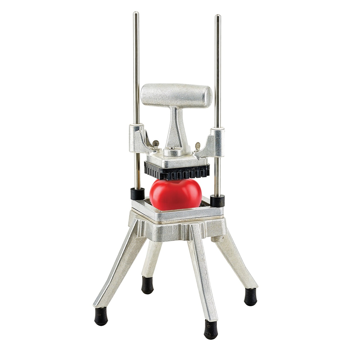 Winco HCD-250 KATTEX Quick Slice Chopper/Dicer shown with a tomato positioned beneath the blade assembly