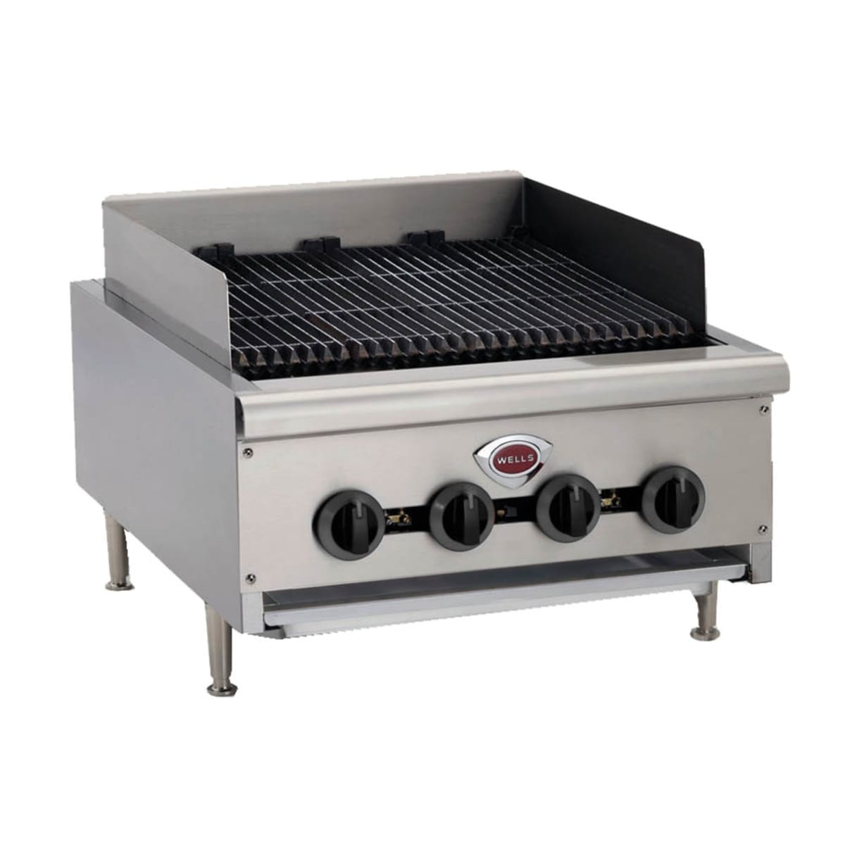 Wells HDCB-1230G countertop gas charbroiler front view with cast iron grates