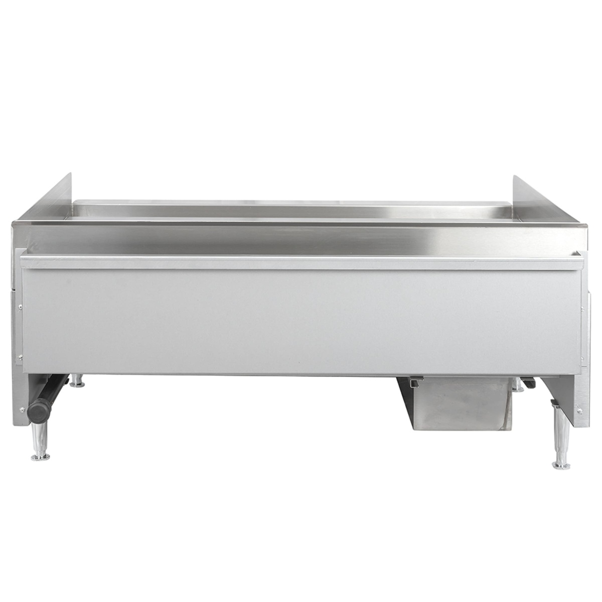 Wells HDG-3630G griddle, rear view with full-width grease trough and drip pan location