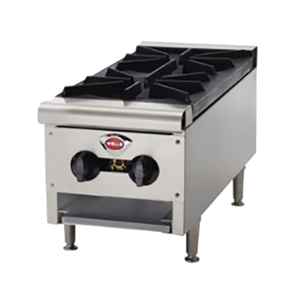 Wells HDHP-1230G gas countertop hot plate with two cast iron grate sections