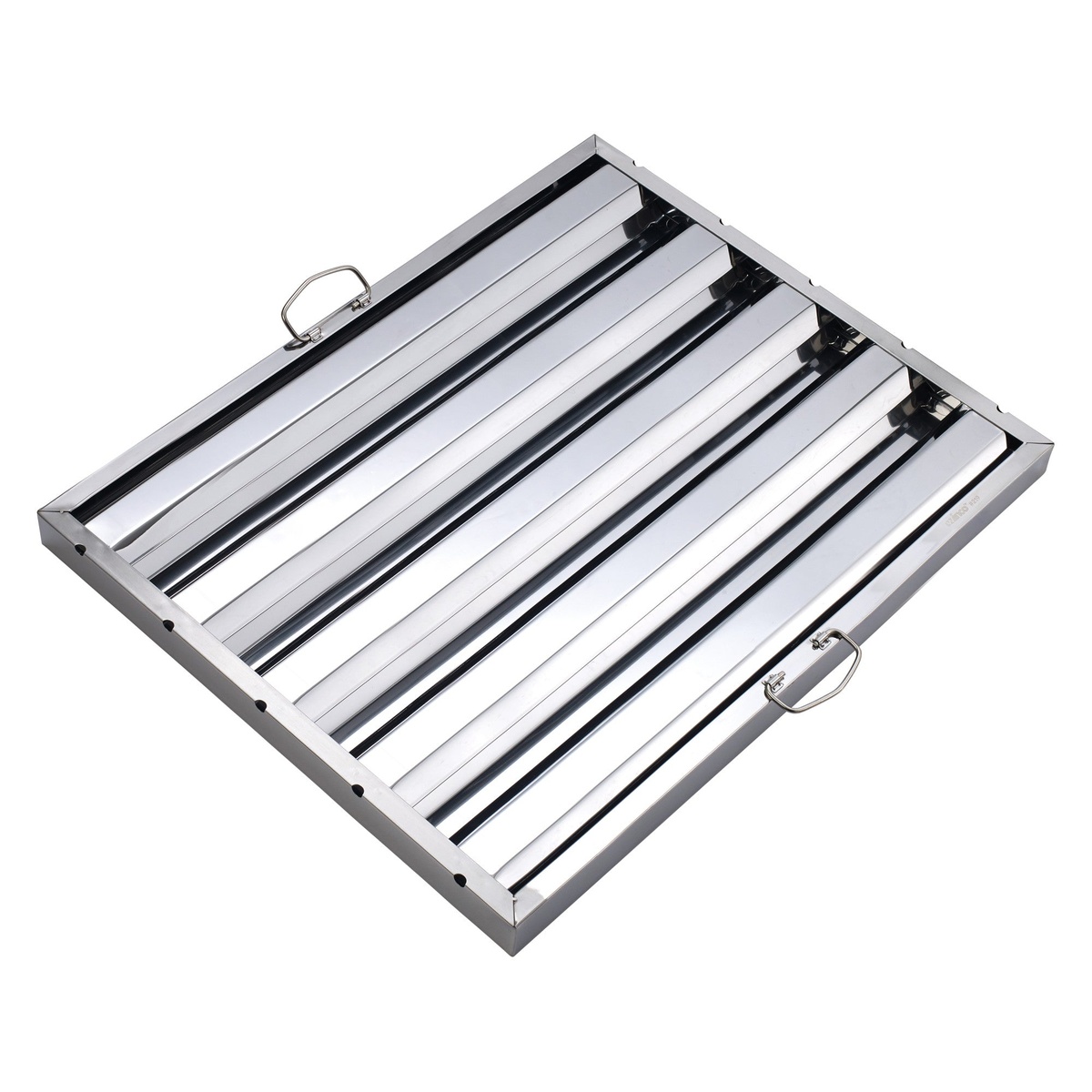Winco HFS-2025 stainless steel hood baffle filter with side handles and parallel baffle channels
