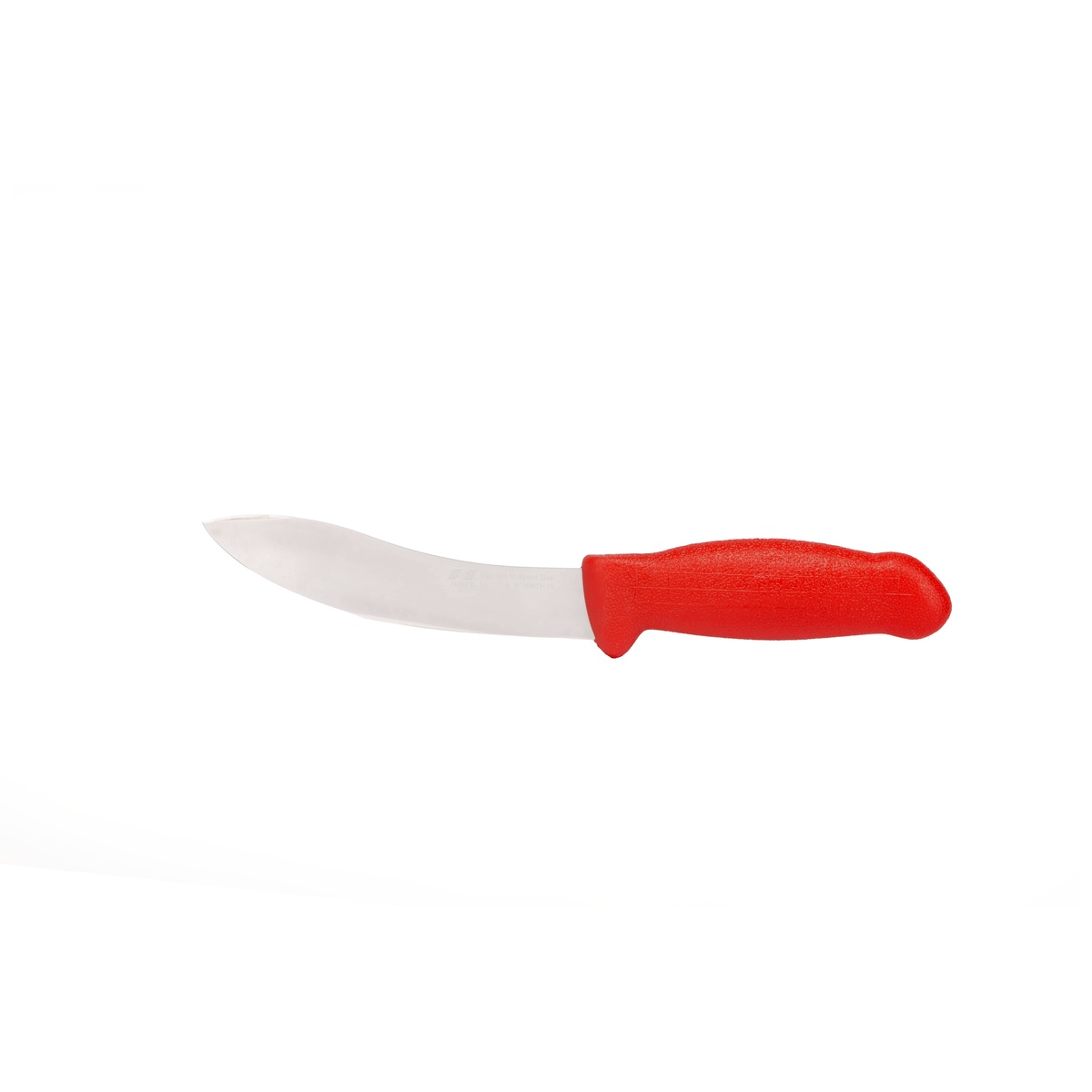Master Grade HM-01-15 6-inch skinning knife with curved stainless steel blade and red ergonomic handle