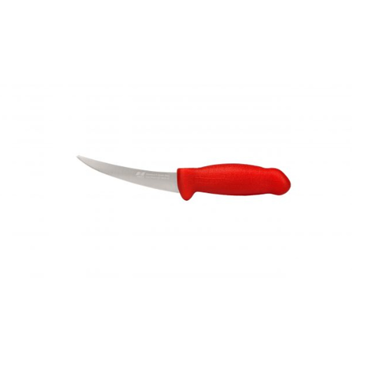 Master Grade HM-03-13 5-1/4 inch flexible boning knife with curved stainless steel blade and red ergonomic handle