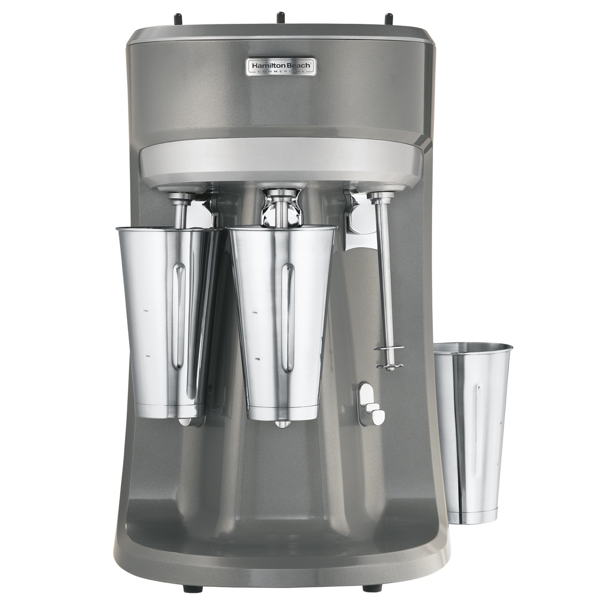 Hamilton Beach Commercial HMD400 triple-spindle drink mixer with stainless steel mixing cups