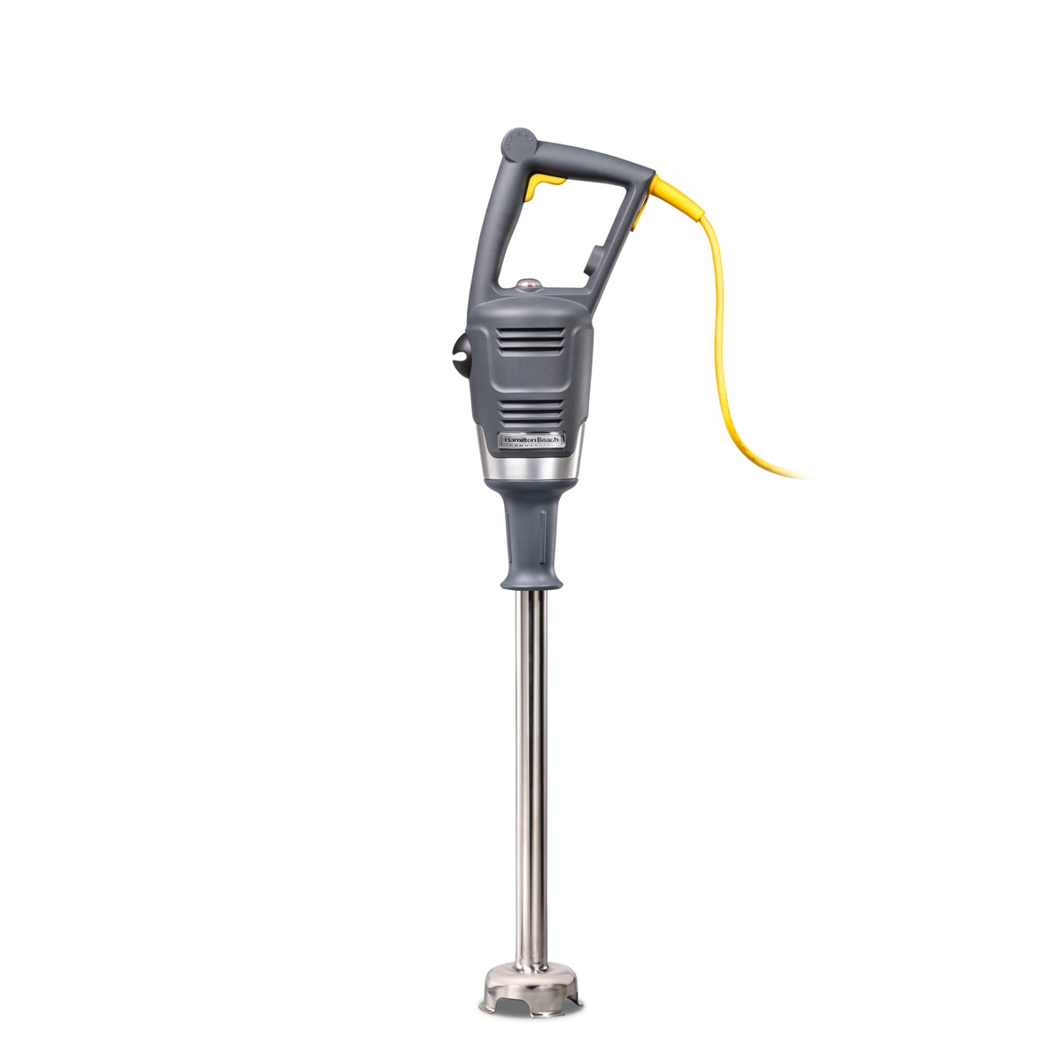 Hamilton Beach BigRig HMI018 18-inch immersion blender with stainless steel shaft and yellow cord