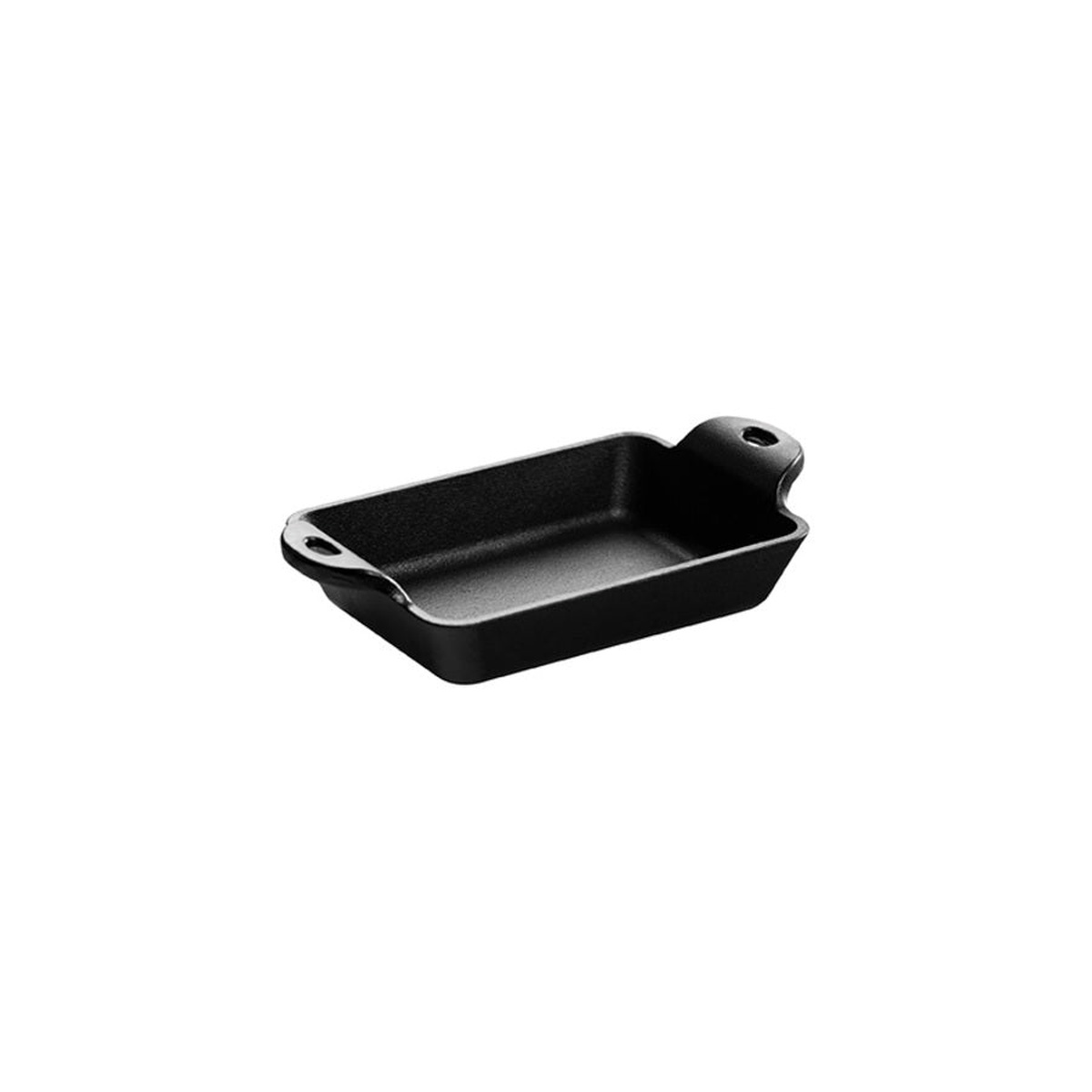 Lodge rectangular cast iron mini server on white background