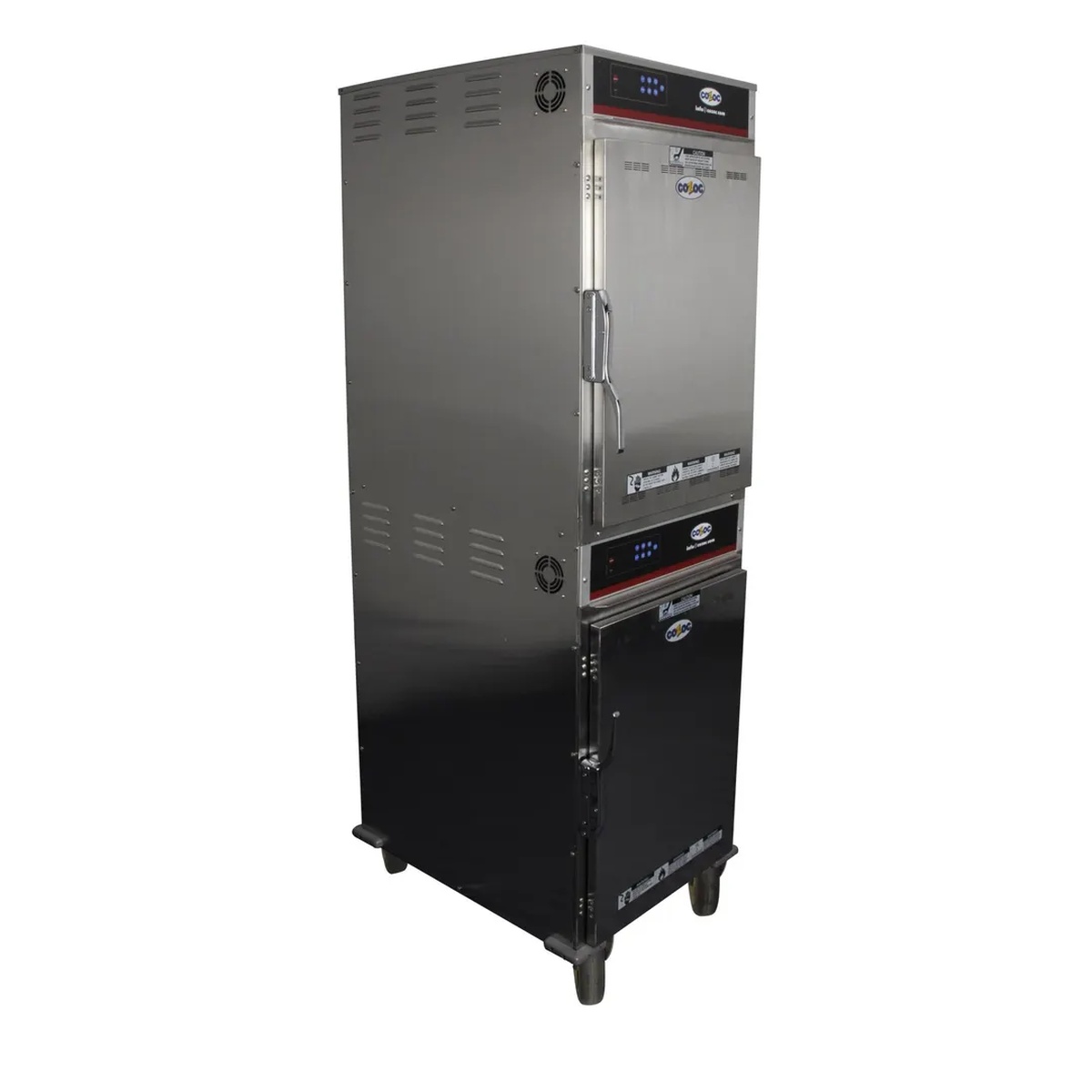 Cozoc HPC7013 full-height double-deck stainless steel cook and hold cabinet on casters