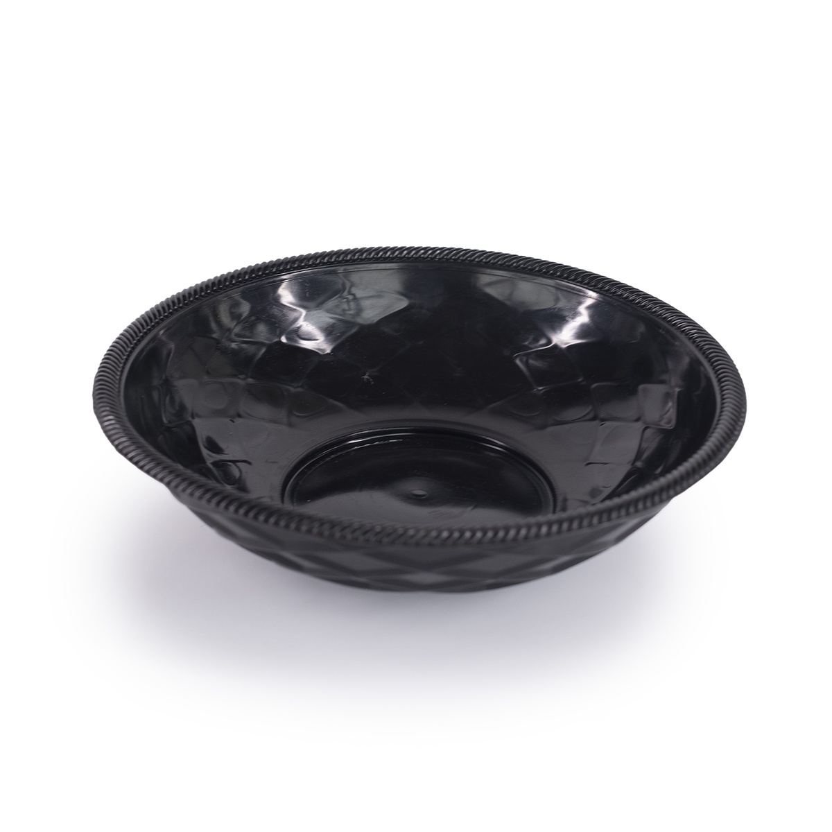 HS Inc. HS1018-CH 9-inch round charcoal polyethylene serving basket with round weave pattern and rope-style rim