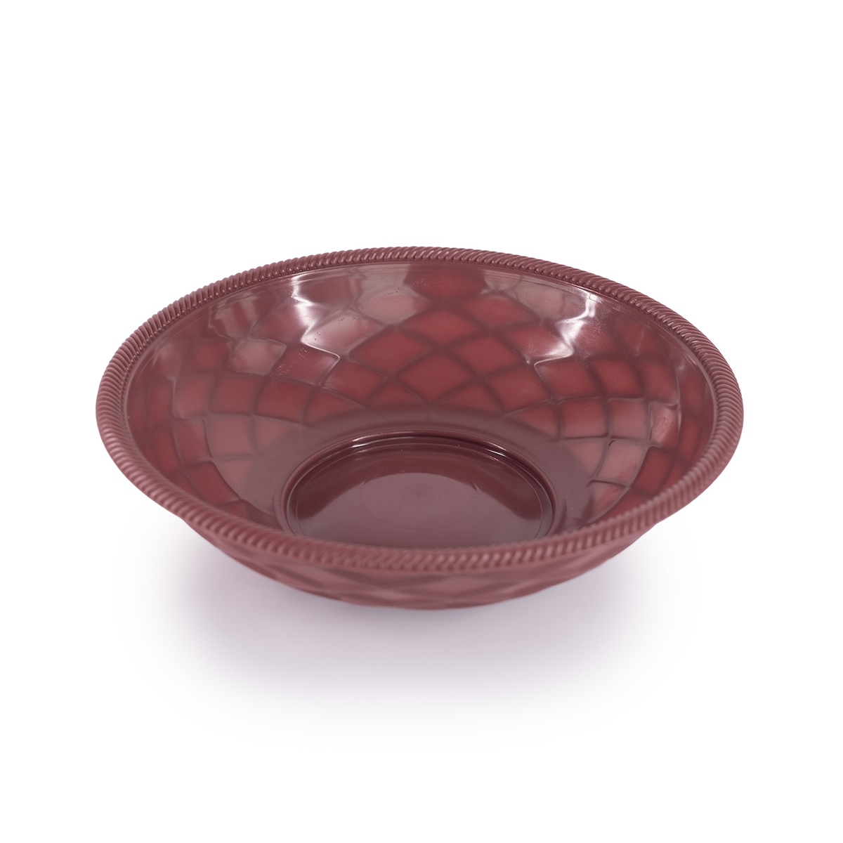 HS1018-RB raspberry round weave polyethylene serving basket, 9-inch diameter, shown on white background