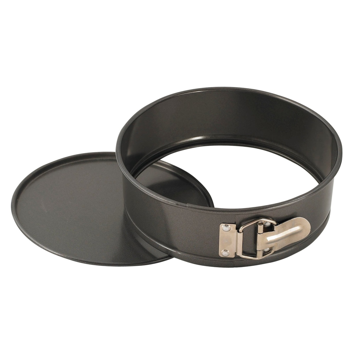 Winco HSP-083 8-inch springform pan shown disassembled with ring and flat base separated